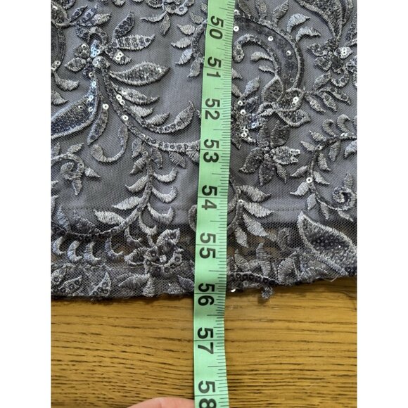 Oleg Cassini Elegant Embroidered Gown Size 12 Sequined Formal Wedding Designer - Picture 4 of 11